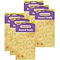 Trend Award Seal Stickers, Congratulations Gold, 32 Stickers Per Pack, Set Of 6 Packs