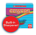 Scholastic Standard Crayons with Built-In Sharpener, Assorted Colors, Pack Of 64