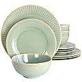 Gibson Elite Luminetts 12-Piece Fine Ceramic Dinnerware Set, Light Green 1 thumbnail image