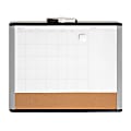 U Brands® Magnetic MOD 3-In-1 Magnetic Dry-Erase Calendar Board, Painted Steel, 20" x 16", Black/Gray Plastic Frame