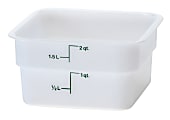 Cambro Poly CamSquare Food Storage Containers, 2 Qt, White, Pack Of 6 Containers