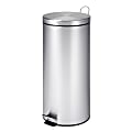 Honey-Can-Do Round Steel Step Trash Can With Bucket, 7.9 Gallons, 25"H x 11 1/2"W x 11 1/2"D, Stainless