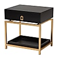 Baxton Studio Melosa Modern Glam Wood And Metal 1-Drawer End Table, 20-1/2”H x 19-3/4”W x 15-3/4”D, Black/Gold 1 thumbnail image