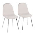 LumiSource Pebble Fabric Chairs, Beige/Chrome, Set Of 2 Chairs