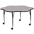 Flash Furniture Mobile Height Adjustable Thermal Laminate Flower Activity Table, 30-3/8”H x 60''W, Gray
