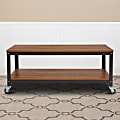 Flash Furniture TV Stand With Metal Wheels, 20"H x 47-1/2"W x 17-3/4"D, Brown Oak 1 thumbnail image