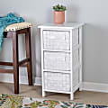 Honey Can Do Small Storage Cabinet With Wooden Frame & Woven Fabric Drawers, 24”H x 12”W x 12”D, White 1 thumbnail image