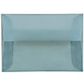 JAM Paper® Translucent Envelopes, #4 Bar (A1), Gummed Seal, Ocean Blue, Pack Of 25