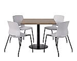 KFI Studios Proof Cafe Pedestal Table With Imme Chairs, Square, 29”H x 36”W x 36”W, Studio Teak Top/Black Base/Light Gray Chairs 1 thumbnail image