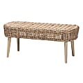 bali & pari Raisa Natural Kubu Rattan And Acacia Wood Accent Bench, 18-1/8”H x 43-3/4”W x 16-15/16”D, Gray 1 thumbnail image