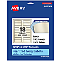 Avery® Pearlized Permanent Labels With Sure Feed®, 94218-PIP100, Rectangle, 15/16" x 3-7/16", Ivory, Pack Of 1,800 Labels