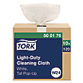 Tork Light Duty Cleaning Cloth Pop Up Box, 1-Ply, 8.3 x 16.1, White, 120 Cloths/Pack, 10 Packs/Carton 1 thumbnail image