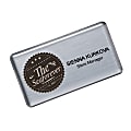 The Mighty Badge™ Name Badge Kit For Inkjet Printers, 1 1/2" x 3", Silver, Pack Of 10