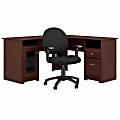 Bush Business Furniture Cabot 60"W L-Shaped Corner Desk And Office Chair, Harvest Cherry, Standard Delivery