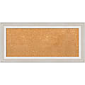 Amanti Art Cork Bulletin Board, 34" x 16", Natural, Trio White Wash Silver Polystyrene Frame