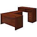 Bush Business Furniture Components Elite Bow Front U Station with Standing Height Desk and Storage, 60"W x 36"D, Hansen Cherry, Standard Delivery