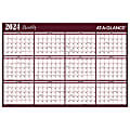 2024 AT-A-GLANCE® Horizontal Reversible Erasable Yearly Wall Calendar, 48" x 32", Red, January to December 2024, A152