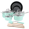 Martha Stewart Lockton 14-Piece Ceramic Nonstick Aluminum Cookware Set, Martha Blue 1 thumbnail image
