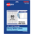 Avery® Glossy Permanent Labels With Sure Feed®, 94203-WGP100, Rectangle, 1/2" x 1-3/4", White, Pack Of 8,000