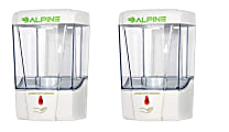 Alpine Commercial Automatic Touch-Free Liquid Soap And Gel Hand Sanitizer Dispensers, 700 mL, White, Pack Of 2 Dispensers