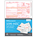 Office Depot® Brand 1099-MISC Laser Tax Forms And Envelopes, 2-Up, 4-Part, 8-1/2" x 11", Pack Of 10 Form Sets