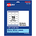 Avery® Permanent Labels With Sure Feed®, 94051-WMP50, Oval, 1-1/2" x 2-1/2", White, Pack Of 900 1 thumbnail image