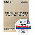 AJM 9" Original Heavyweight Plates - Serving, Reheating - Disposable - Microwave Safe - 9" Diameter - White - Paper Body - 120 Pack - 8 / Carton 1 thumbnail image