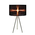 Simple Designs Tripod Table Lamp with Pleated Silk Sheer Shade, 19.69"H, Brushed Nickel/Black