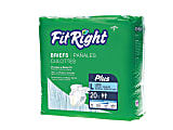 FitRight Plus Disposable Briefs, Large, 48 - 58", Blue, Bag Of 20