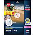 Avery® High Visibility Labels With Sure Feed® For Laser Printers, 5294, Round, 2-1/2" Diameter, White, Pack Of 300