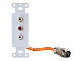 C2G RapidRun Composite Video + RCA Stereo Audio Decorative Style Wall Plate - White - Mounting plate - RCA X 3 - white