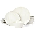 Martha Stewart Faux Bois 12-Piece Stoneware Dinnerware Set, White 1 thumbnail image