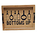 Elegant Designs Salento LED Light Up Wooden Serving Tray With Metal Handles, 2-1/2”H x 12”W x 15-1/2”D, Natural 1 thumbnail image