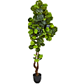 Nearly Natural 78"H Real Touch Fiddle Leaf Artificial Tree, 78"H x 15"W x 15"D, Black/Green 1 thumbnail image