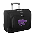 Denco Sports Luggage Rolling Overnighter With 14" Laptop Pocket, Kansas State Wildcats, 14"H x 17"W x 8 1/2"D, Black