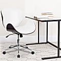 Flash Furniture Mid-Back Wood Conference Office Chair with Leathersoft Seat, White/Mahogany/Silver