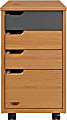 Trendfurn Mestre Roll Cart, 4 Drawers, 22” x 12-3/5”, Honey/Gray 1 thumbnail image