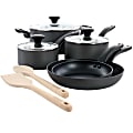 Martha Stewart Everyday 10-Piece Aluminum Nonstick Cookware Set With Strainer Lids, Black 1 thumbnail image
