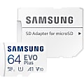 Samsung EVO Plus 64 GB Class 10/UHS-I (U3) V10 microSDXC - 1 Pack - 130 MB/s Read - 10 Year Warranty 1 thumbnail image