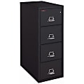 FireKing® UL 1-Hour 31-5/8"D Vertical 4-Drawer Letter-Size File Cabinet, Metal, Black, White Glove Delivery