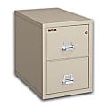 FireKing® 25"D Vertical 2-Drawer Letter-Size Fireproof File Cabinet, Metal, Parchment, White Glove Delivery