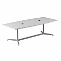 Bush Business Furniture 96"W x 42"D Boat-Shaped Conference Table With Metal Base, White, Standard Delivery