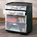 Eldon® Next Generation Mobile Office Cart, 4 Drawers, Wide, 26 5/8"H x 22 1/2"W x 16"D, Black/Frosted 1 thumbnail image