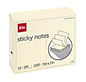 Office Depot® Brand Sticky Notes, 3" x 5", Yellow, 100 Sheets Per Pad, Pack Of 12 Pads