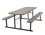 COSCO Bridgeport Outdoor Living Folding Picnic Table, 29"H x 72"W x 57"D, Taupe/Brown