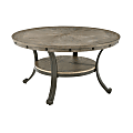 Powell Vinessa Round Coffee Table, 19"H x 36"W x 36"D, Gray/Pewter