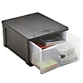 Rubbermaid® Modular Stacking Drawers, Large, 9"H x 15 1/4"W x 18 1/4"D, Black/Clear 1 thumbnail image