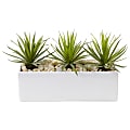 Nearly Natural 8"H Mini Agave Artificial Plant With Rectangular Ceramic Planter, 8"H x 14-1/2"W x 7"D, White/Green 1 thumbnail image