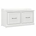 Bush Furniture Woodland 40"W Shoe Storage Bench With Doors, White Ash, Standard Delivery 1 thumbnail image