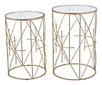 Zuo Modern Hadrian Tempered Glass And Steel Round End Table, 22-7/16”H x 15”W x 15”D, Gold